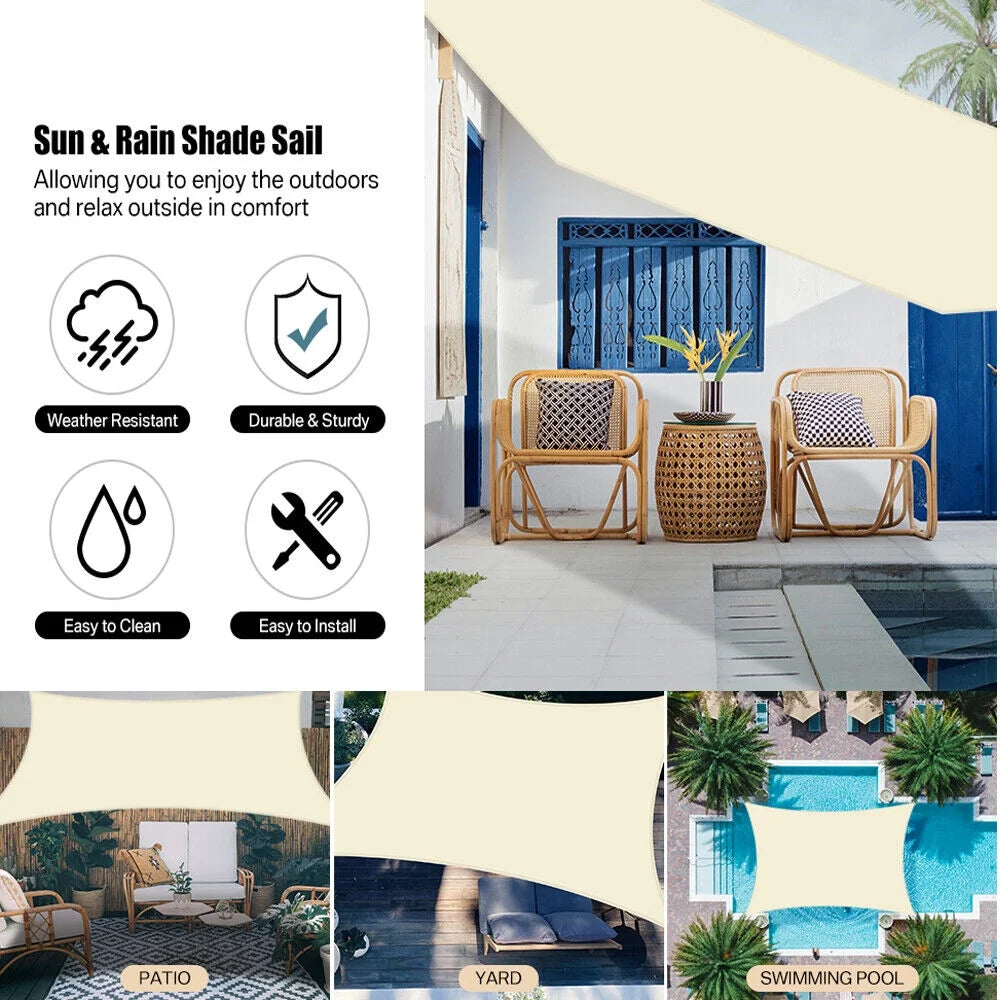 Waterproof Shade Sail Sun Canopy Cover T973998