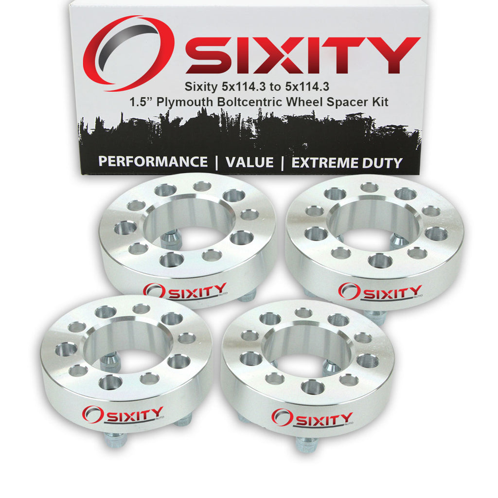 4 pc 1.5" 5x114.3 Wheel Spacers with 1/2-20tpi 1.25in Studs Lugs U302