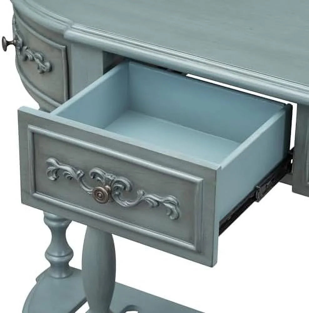Retro Curved Console Table with 2 Top Drawers and Solid Wooden Frame K1074