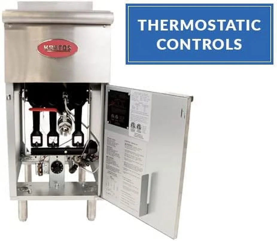 Commercial Gas Floor Fryer, Three Burners, 40 lb. Capacity, Liquid Propane T686940