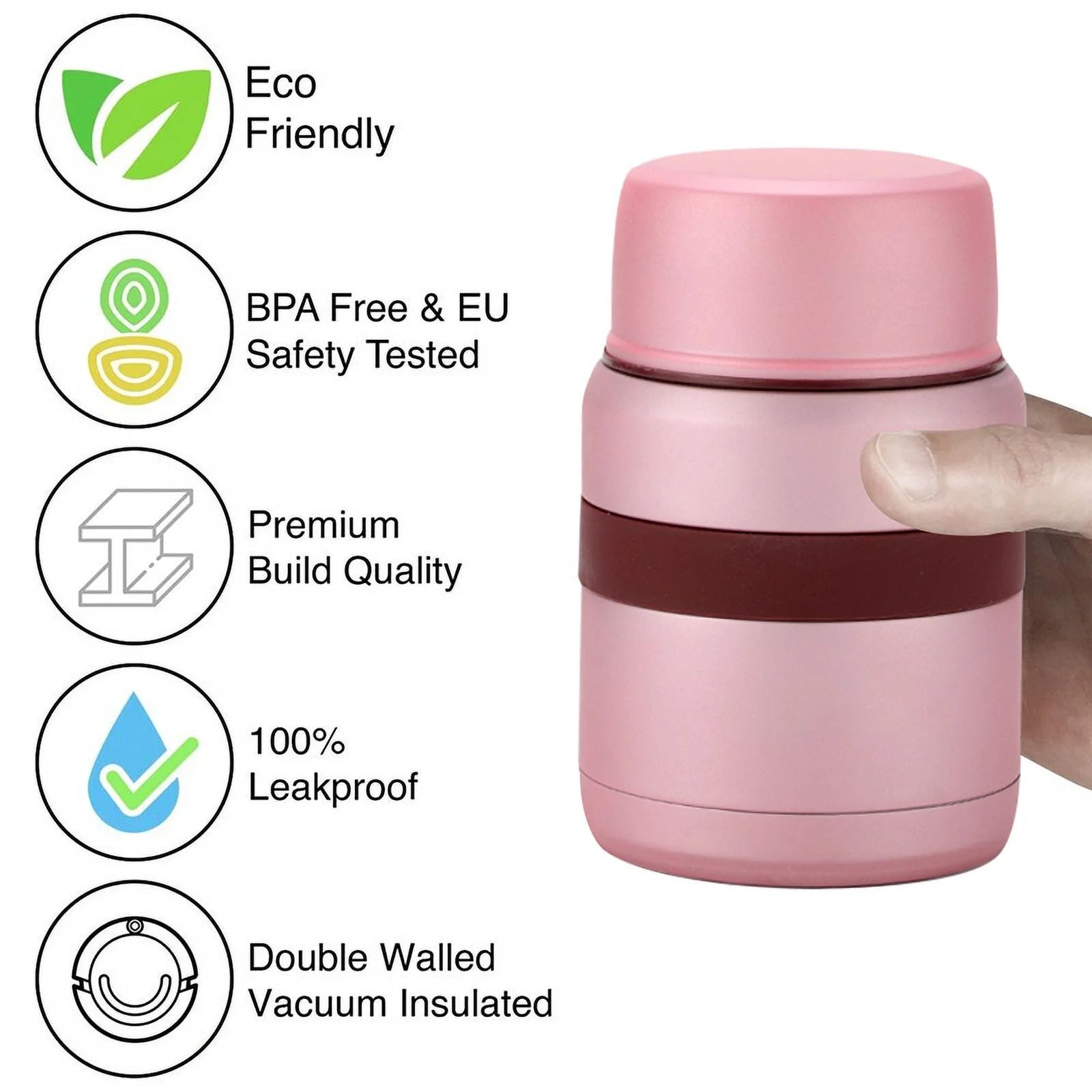 Stainless Steel Vacuum Insulated Food Flask with Spoon I353