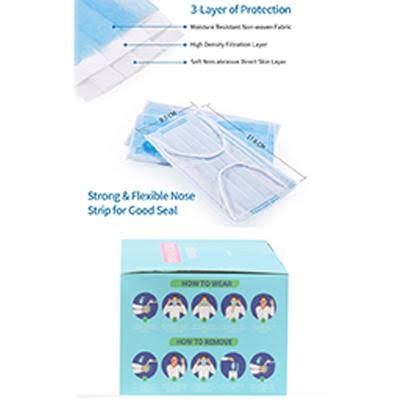 3-Ply Disposable Face Mask, 50 Pk J124862