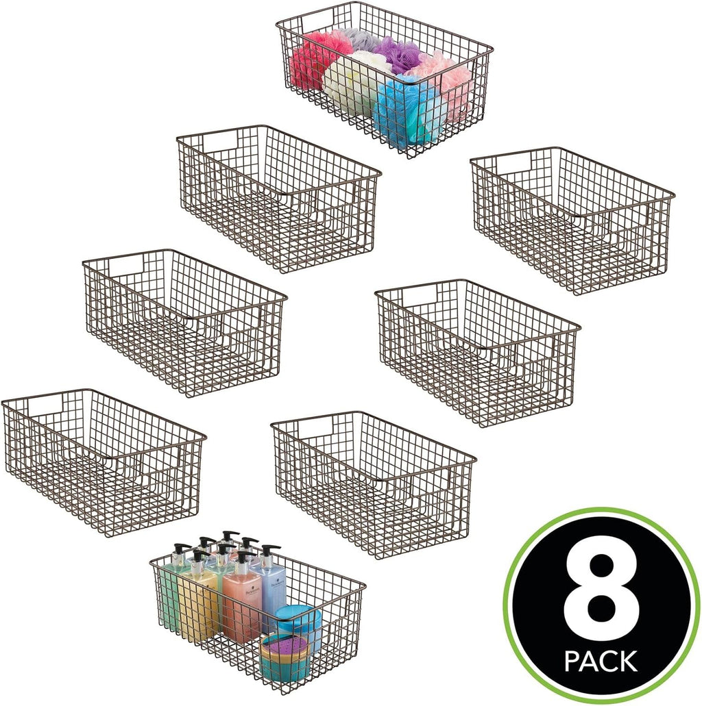Bronze Metal Wire Bathroom Organizer Storage Bin Basket 8 Pack S531673