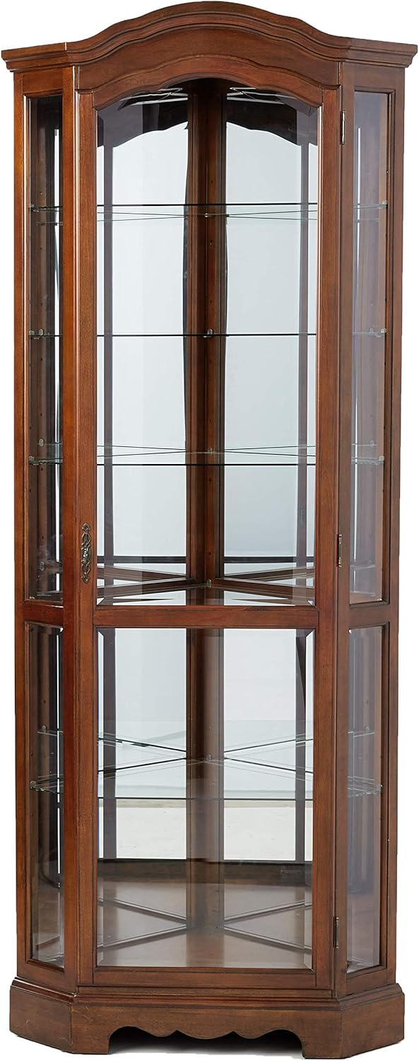 Medium Brown Corner Curio Cabinet N6744
