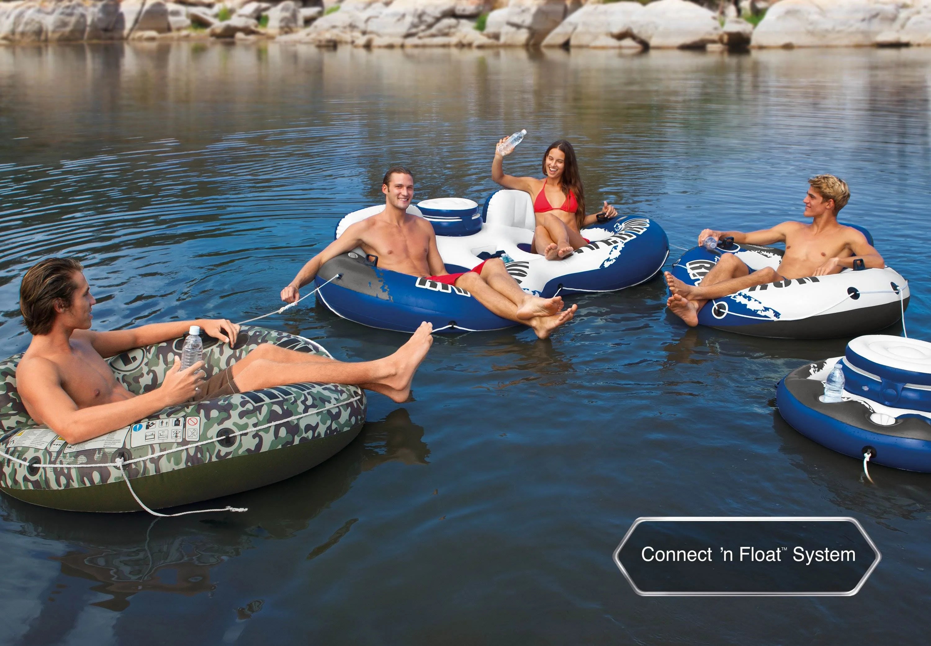 Inflatable 2 Person Float (2 Pack) + Single Tube (4 Pack) E7804