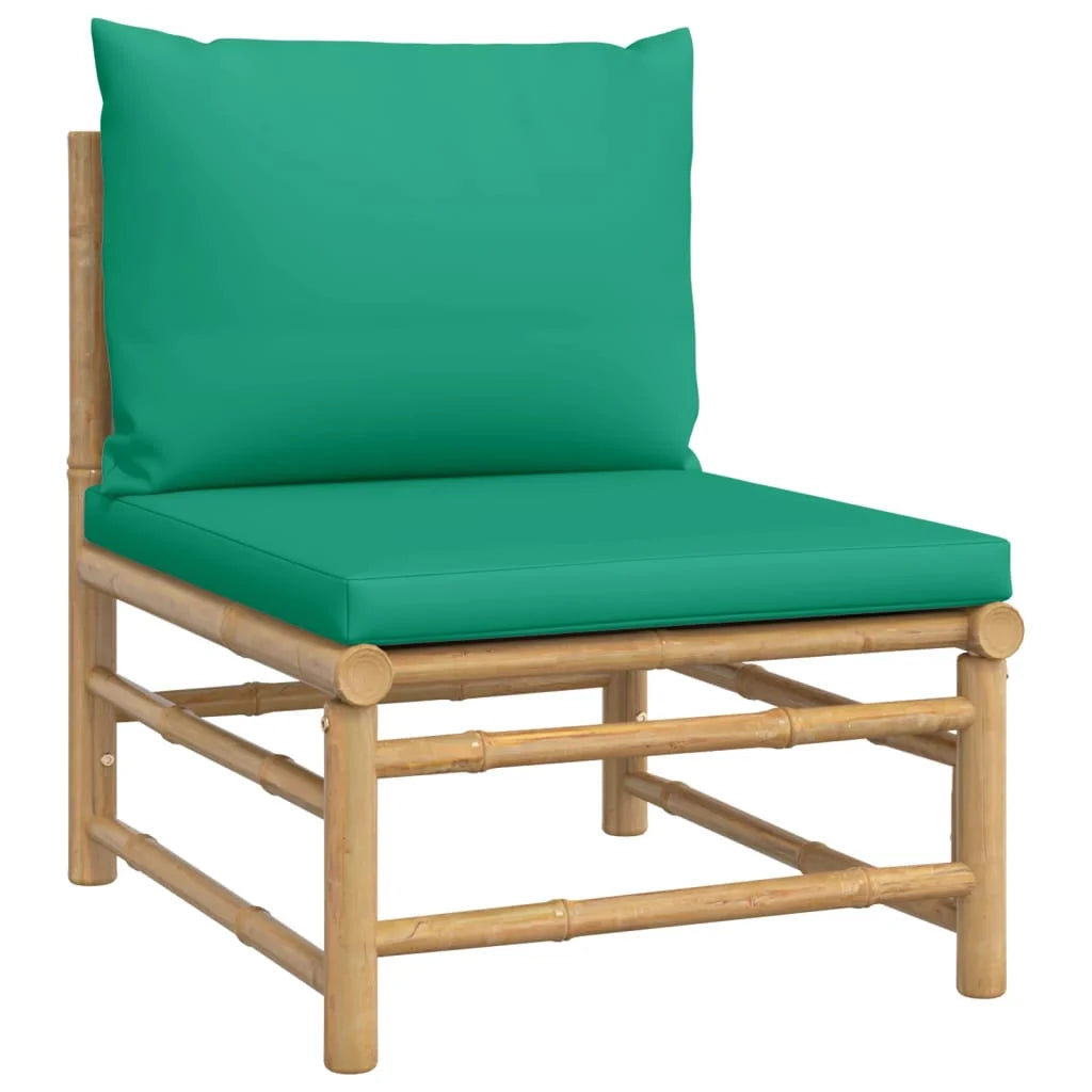 Bamboo Patio Sofa with Green Cushions Y1734