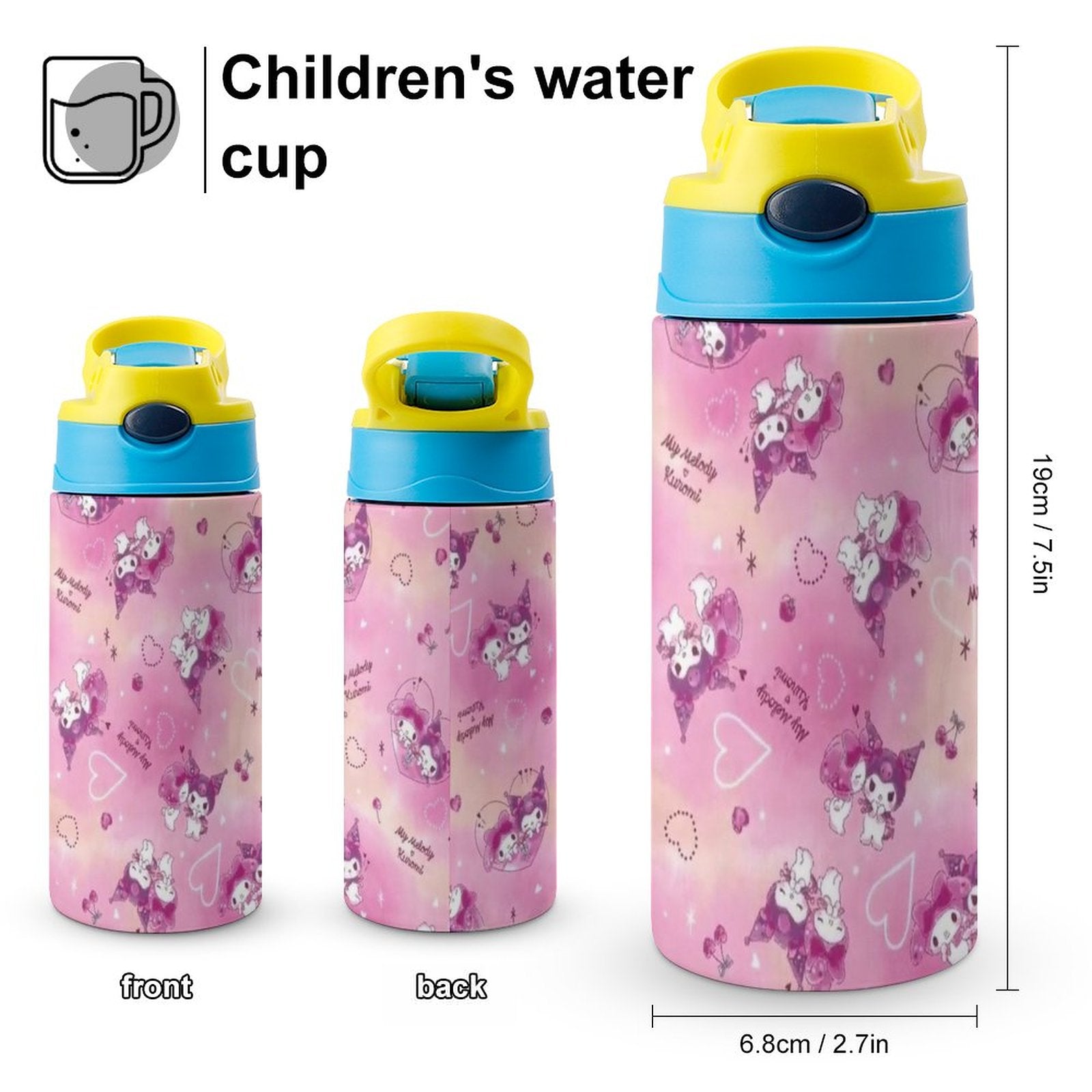 Cartoon Children's Vacuum Insulated Stainless Steel Water Bottle With Straw L581830
