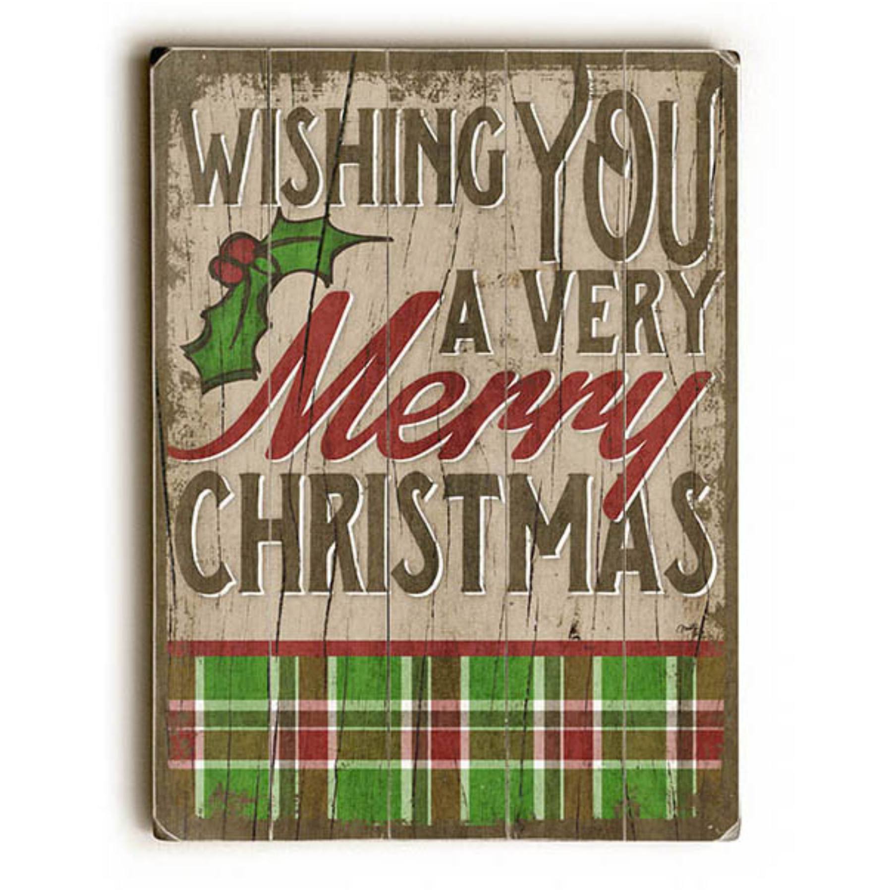 Decorative Wood Sign Very Merry Christmas, 18 inch x 24 inch, Planked Wood H2534