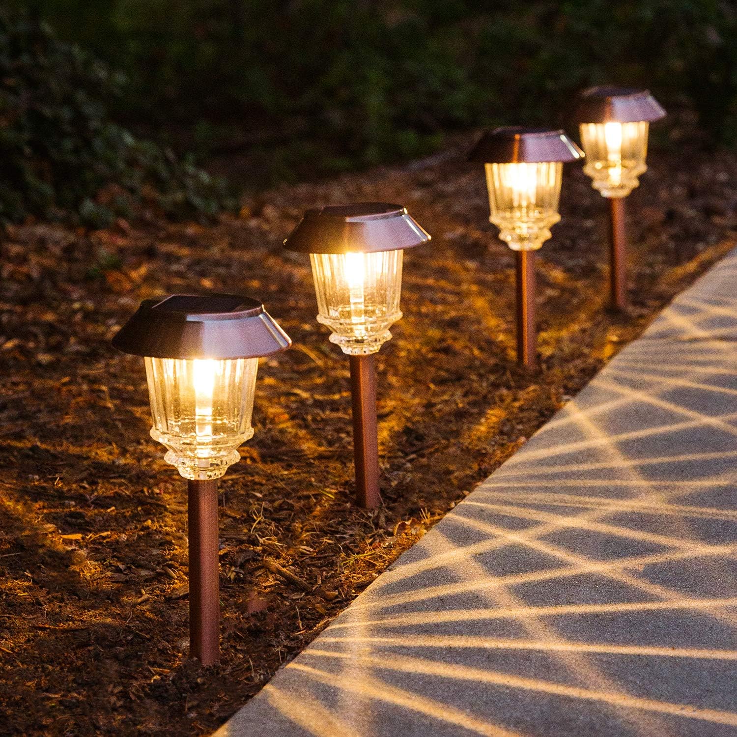 Solar Pathway Lights 4 Pack Outdoor Waterproof IP65 Warm White Z3977