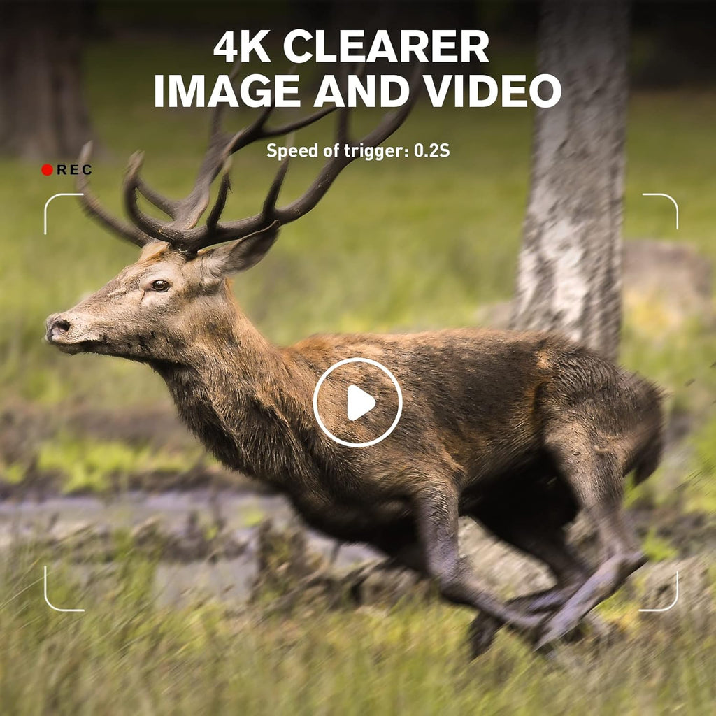 4K 30MP Night Vision Motion Activated Waterproof WiFi Bluetooth Trail Camera A403