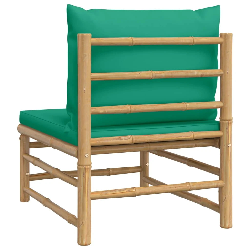 Bamboo Patio Sofa with Green Cushions Y1734