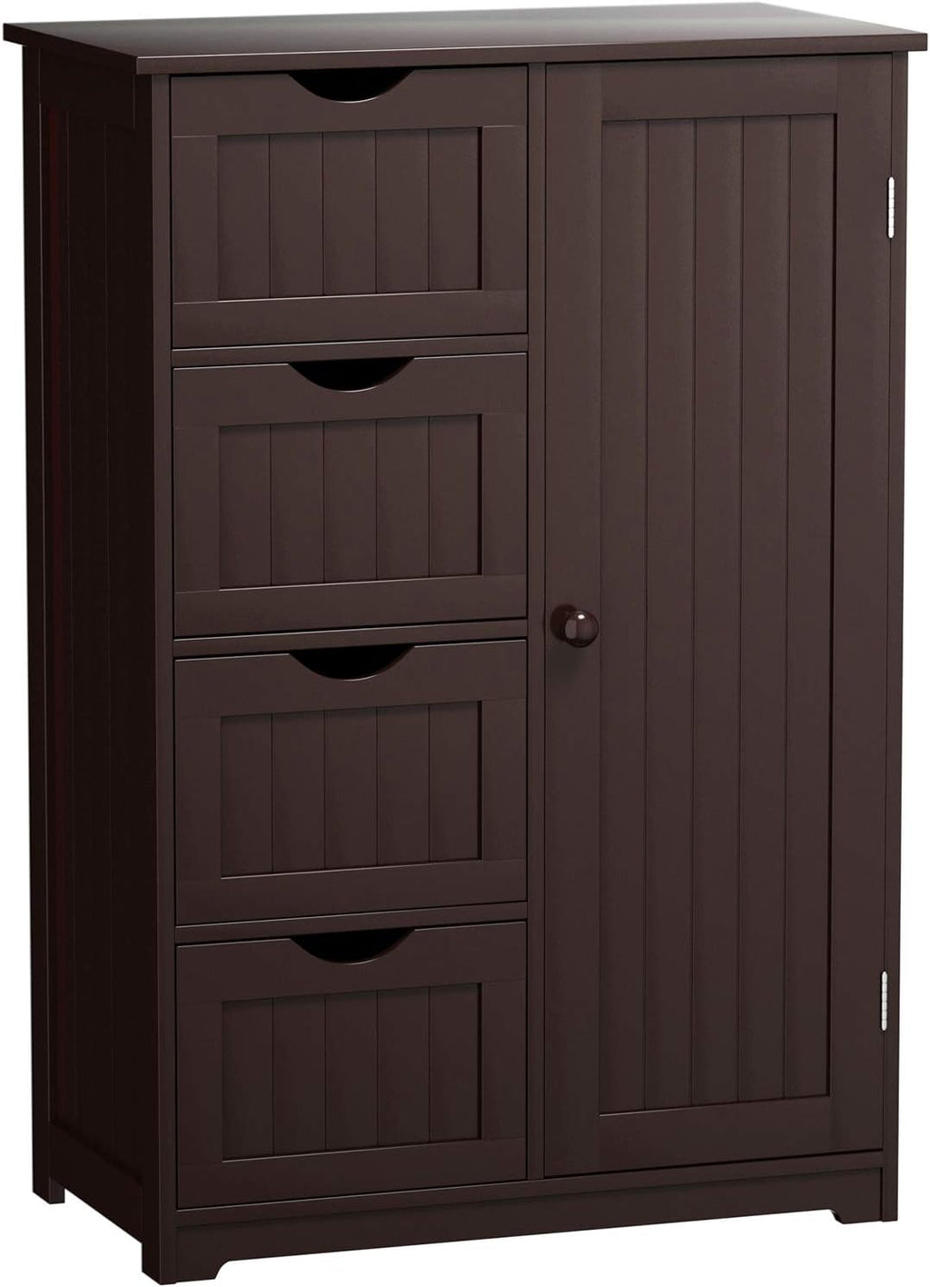 White 1 Door 4 Drawer Wooden Bathroom Floor Cabinet Z81267
