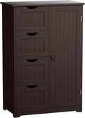 White 1 Door 4 Drawer Wooden Bathroom Floor Cabinet Z81267