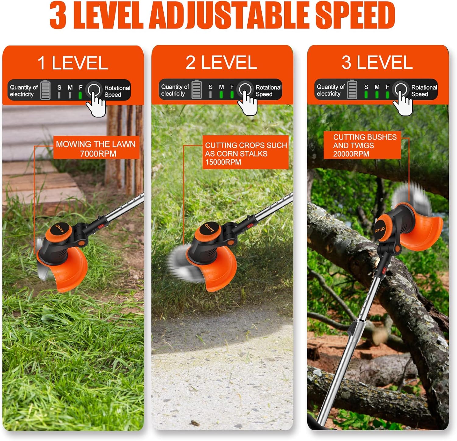 Cordless Electric Weed Trimmer with Power Display X63451