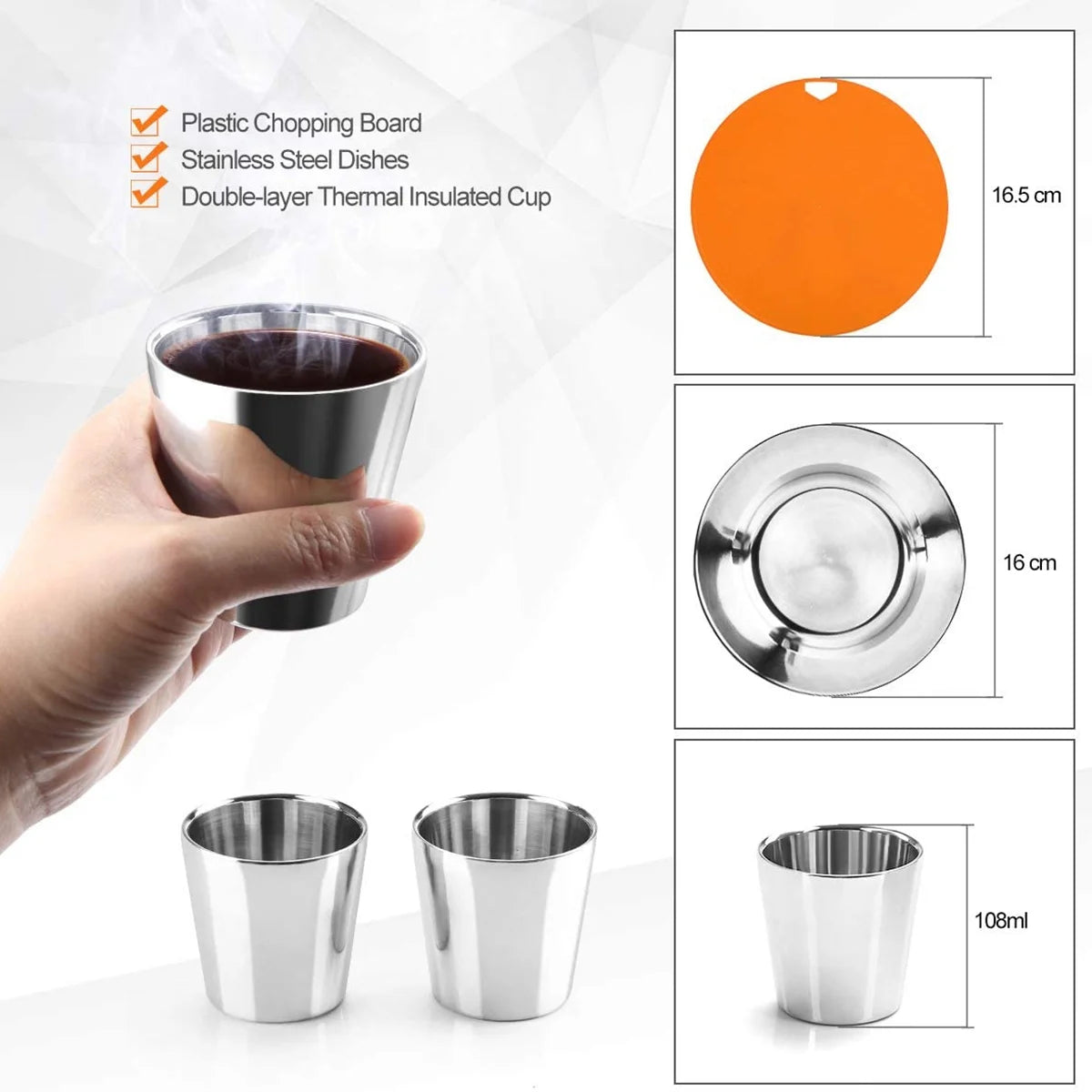 Camping Cookware Mess Kit Pot Pan Kettle Cooking Set Tableware with Spoon Fork Cutter F265