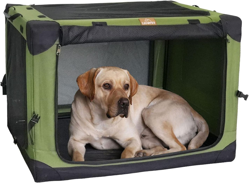 Portable Folding Dog Kennel with Mesh Mat, Khaki, Pack of 2 Y723396