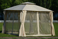 Beige Double Tiered Grill Canopy BBQ Gazebo Tent G793448