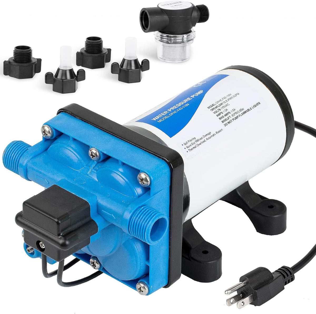110V AC Water Pressure Pump 5.0GPM 55PSI Self Priming RV Water Pump K29600