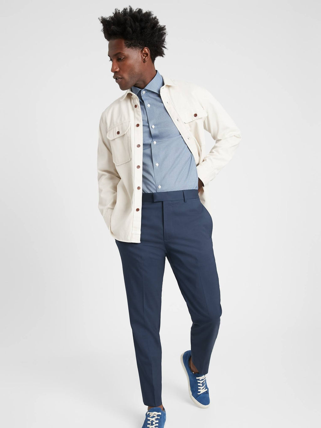 Navy Slim Stretch Cotton Pant 38W 32L Y110