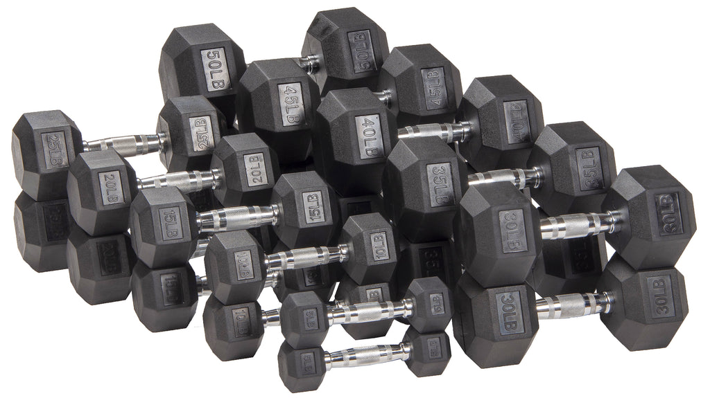 Rubber Encased Hex Dumbbell, 40LBs, Single W51385
