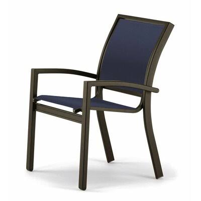 Stacking Patio Dining Chair Textured Beachwood Navy B8418
