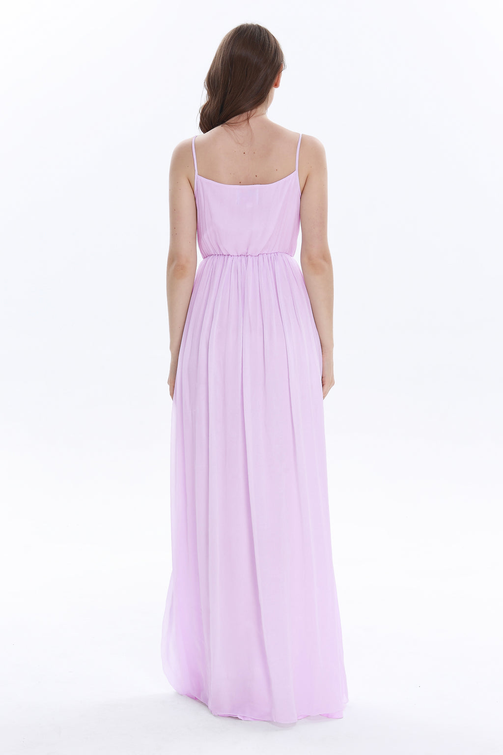 V Neck Spaghetti Strap Floor Length Bridesmaid Dress Q8678