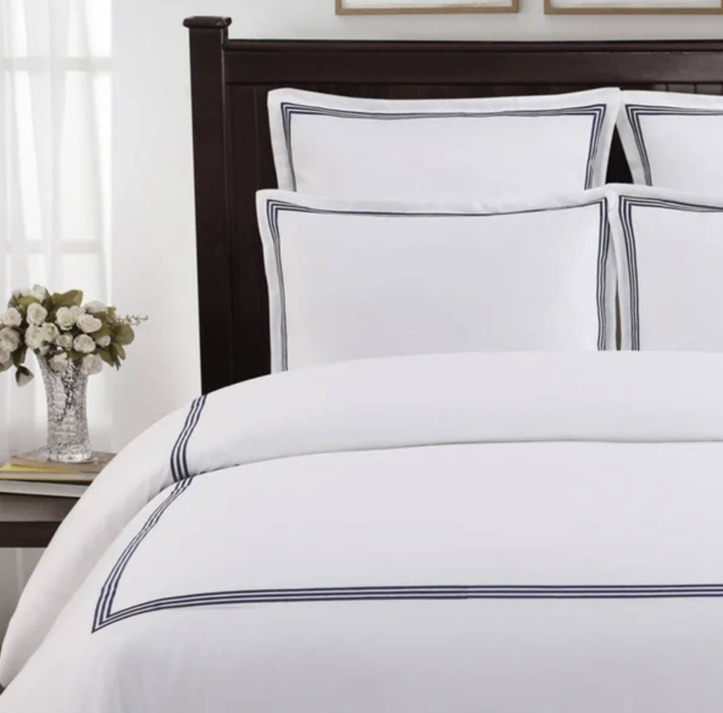 Navy Cotton Sateen 3-Piece Duvet Cover Set M1423