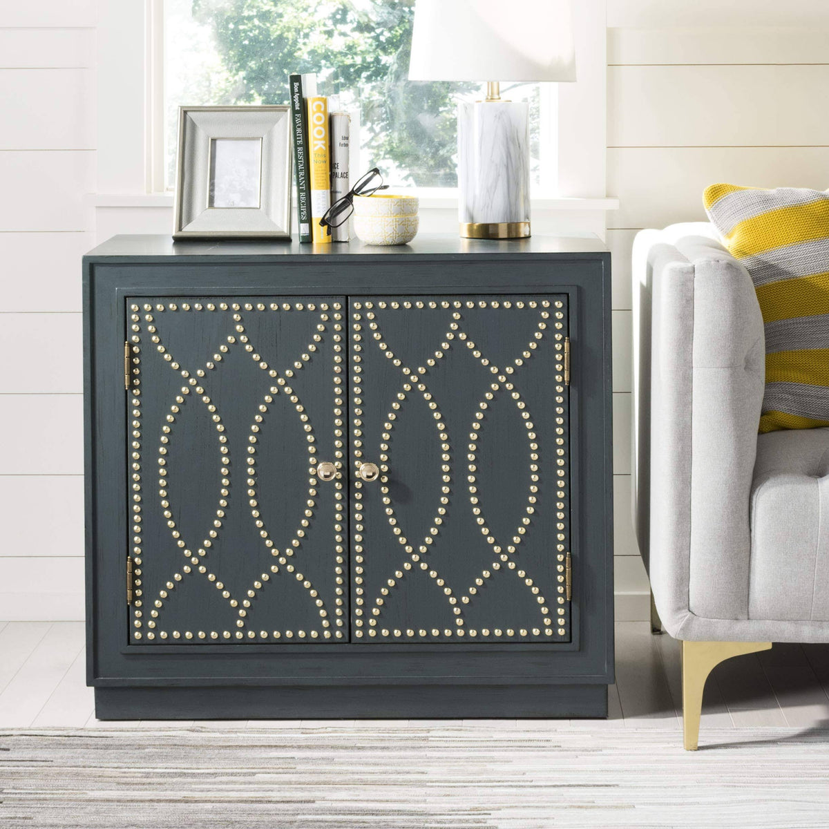 2 Door Steel Teal Gold Chest L927