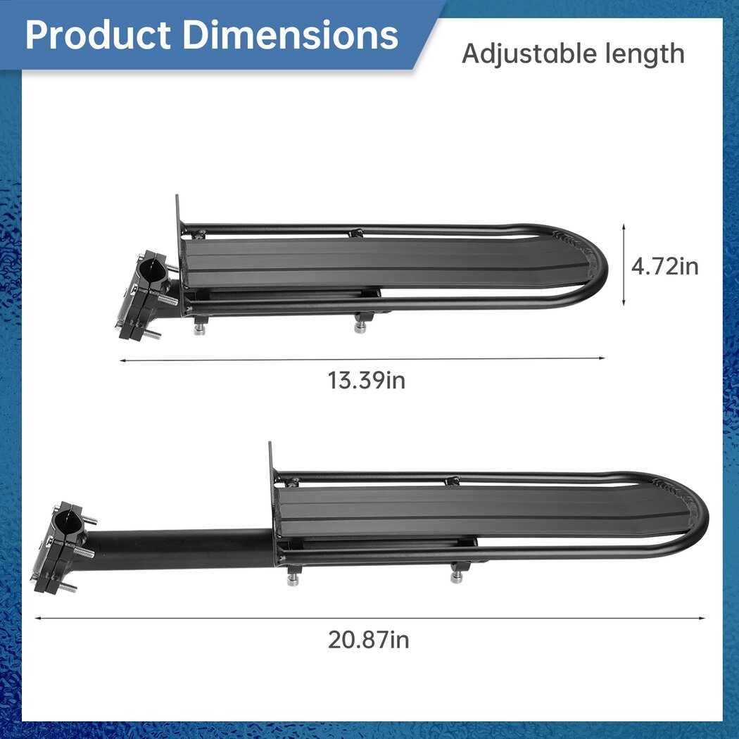 Adjustable Universal Aluminum Alloy Bicycle Pannier Rack with 10kg Load Capacity W50249