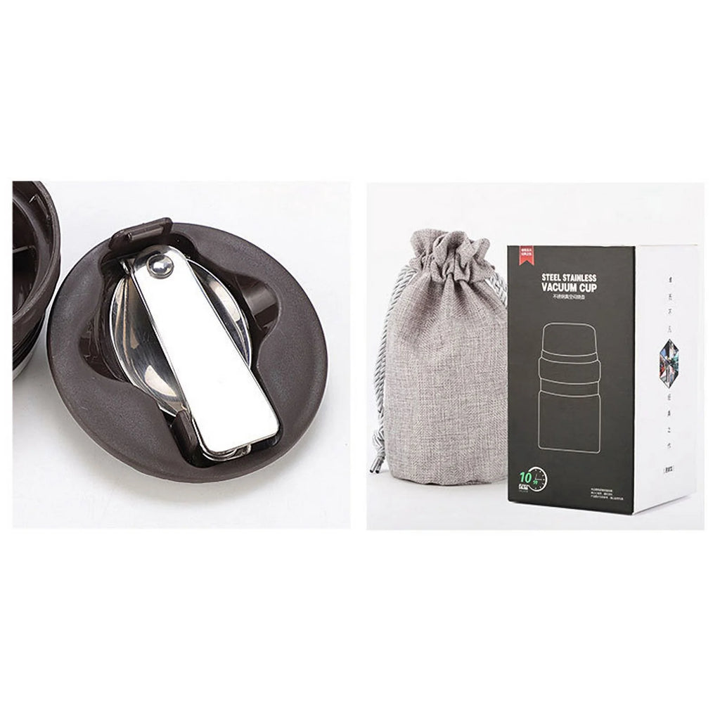 Stainless Steel Vacuum Insulated Food Flask with Spoon I353