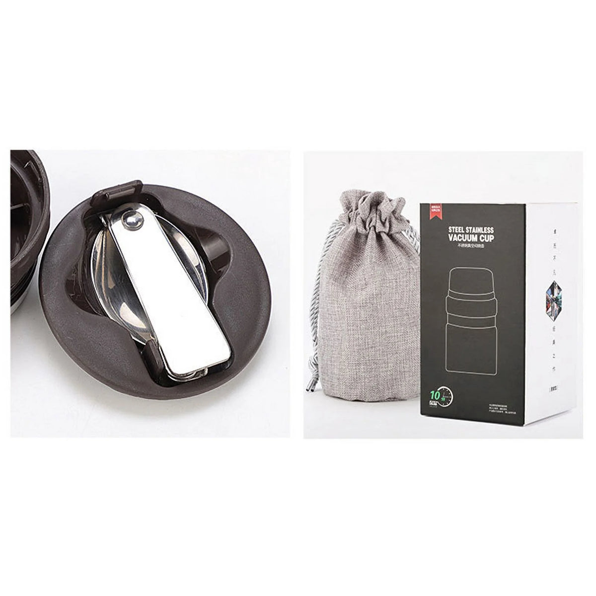 Stainless Steel Vacuum Insulated Food Flask with Spoon I353