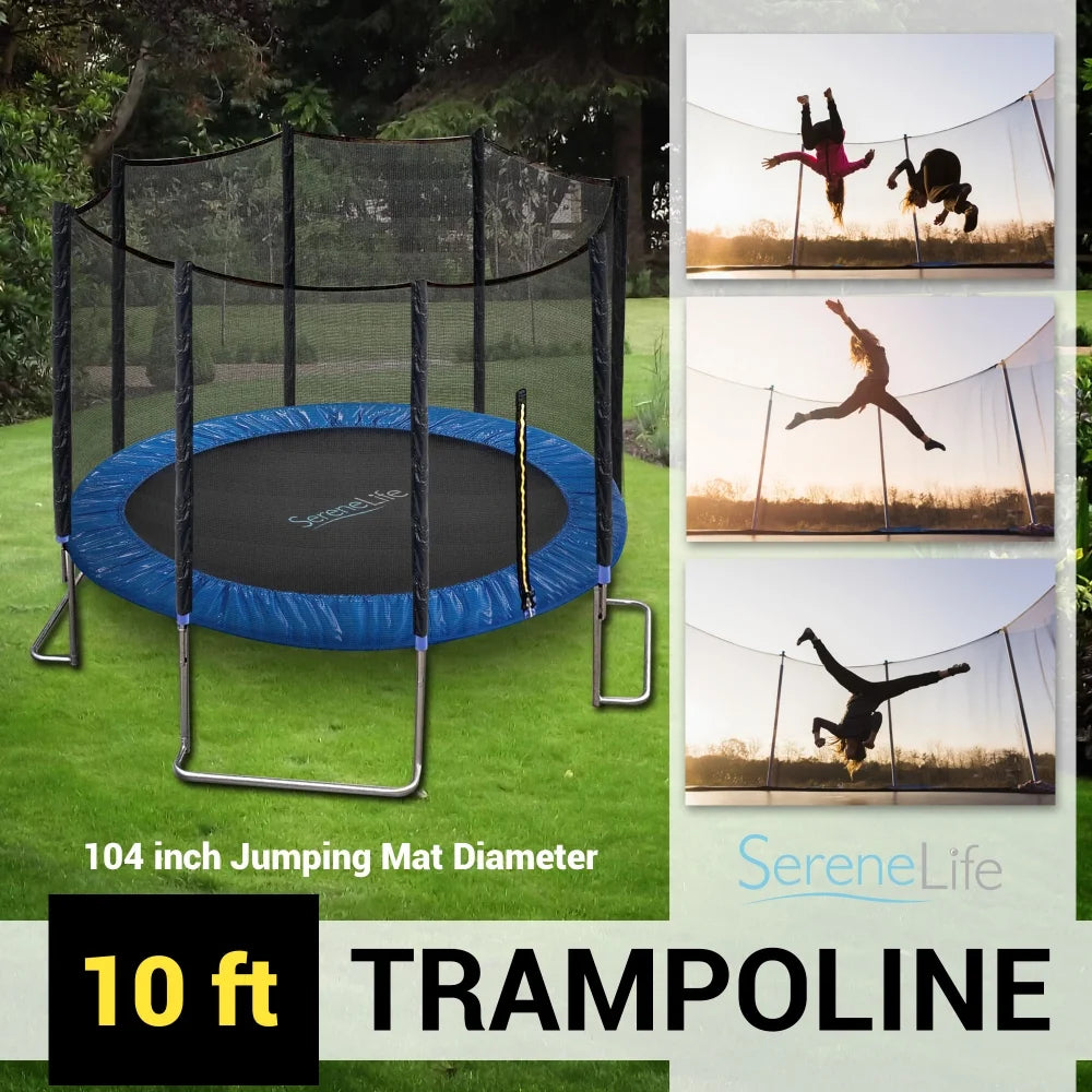 10 ft. Outdoor Trampoline with Safety Net Cage E652320