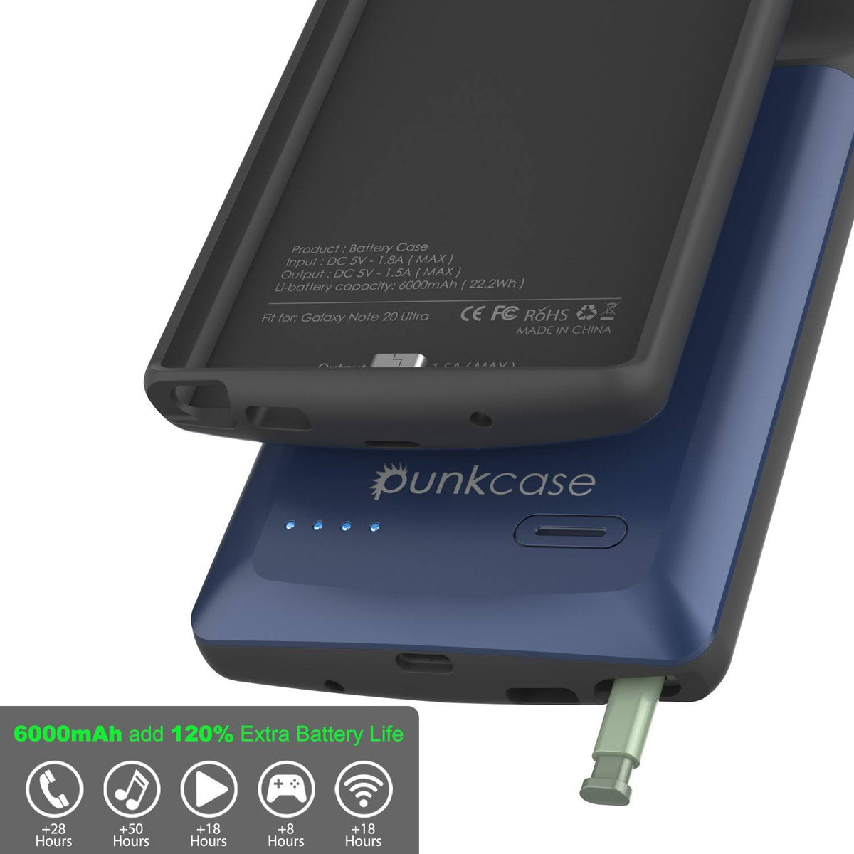 Blue 6000mAh Battery Charger Slim Case Q653