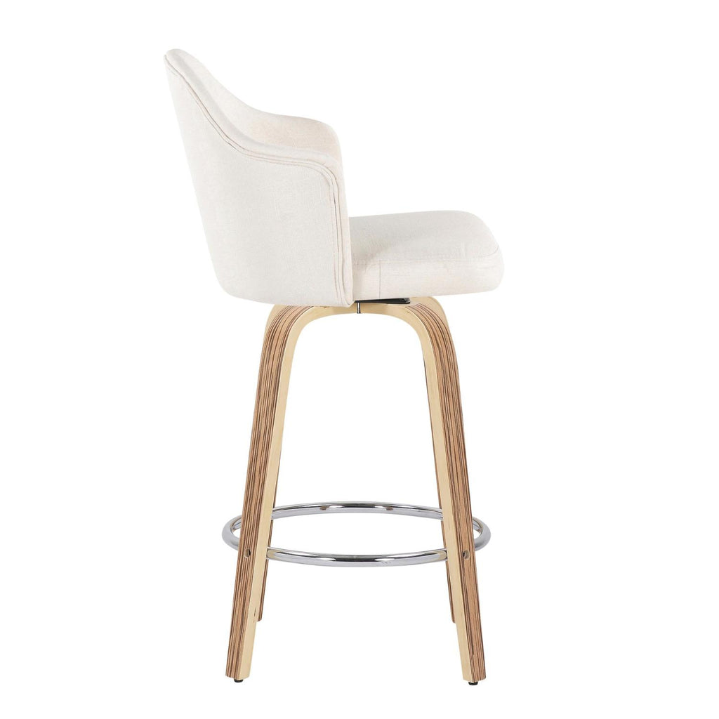 Fabric Counter Stools, Cream/Zebra, Set Of 2 R5111
