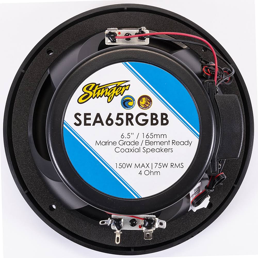 6.5x22 Marine Coaxial Speakers with RGB LEDs Black I714