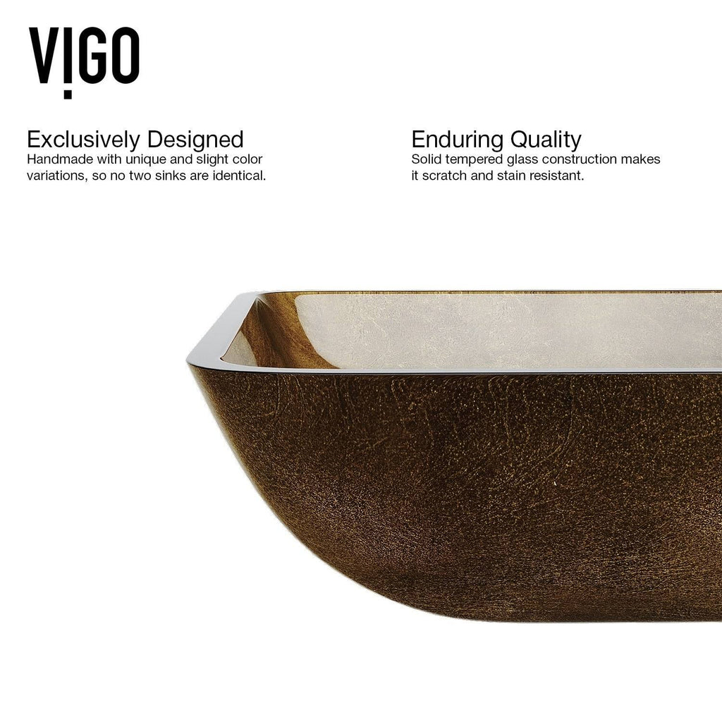 Bronze Rectangular Vessel Bathroom Sink with Faucet L64832