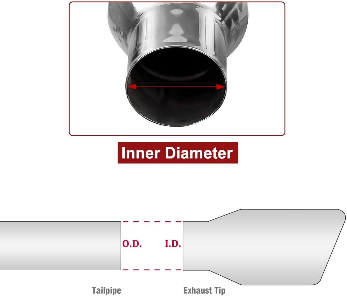 Blue Burnt Exhaust Tip 2.5" Inlet 4" Outlet 9" Long Single Wall Slant Cut 304 Stainless Steel Pack of 2 H3325