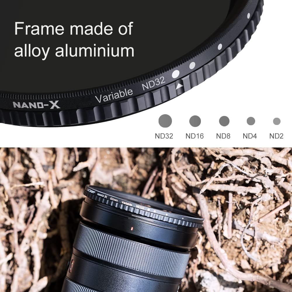 43mm Variable ND Filter ND2-ND32 Camera Lens Filter with Multi-Layer Coatings Pack of 2 D6790
