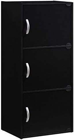 Black 3 Shelf 3 Door Bookcase C5044