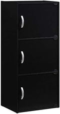 Black 3 Shelf 3 Door Bookcase C5044