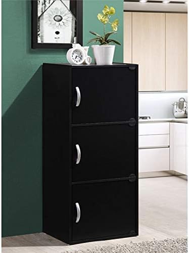 Black 3 Shelf 3 Door Bookcase C5044
