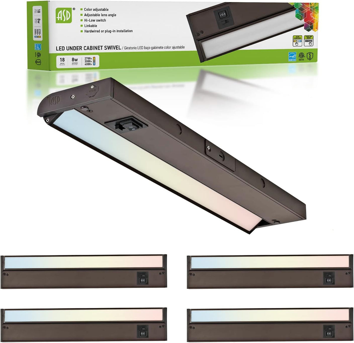 Oil Rubbed Bronze LED Under Cabinet Lighting, 24 Inch, 4 Pack N573613