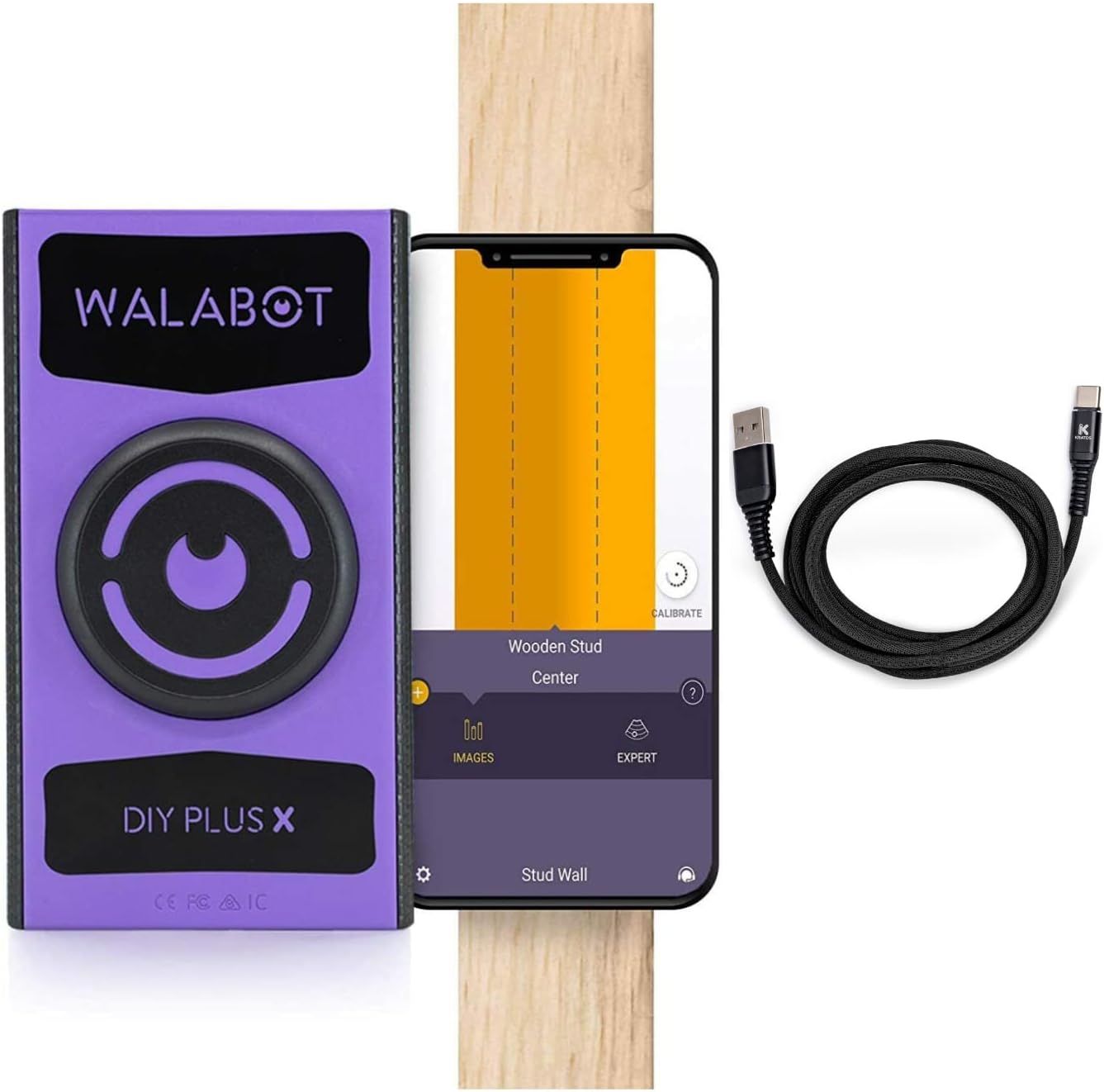Walabot DIY Plus X Visual Wall Scanner with Braided Aluminum Alloy USB-C to USB-A Cable Bundle Z944928