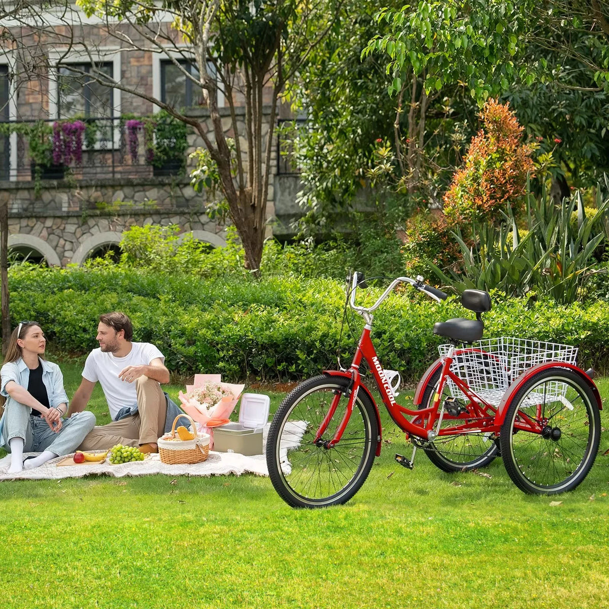24" 7-Speed 3 Wheel Adult Tricycle with Basket R24708