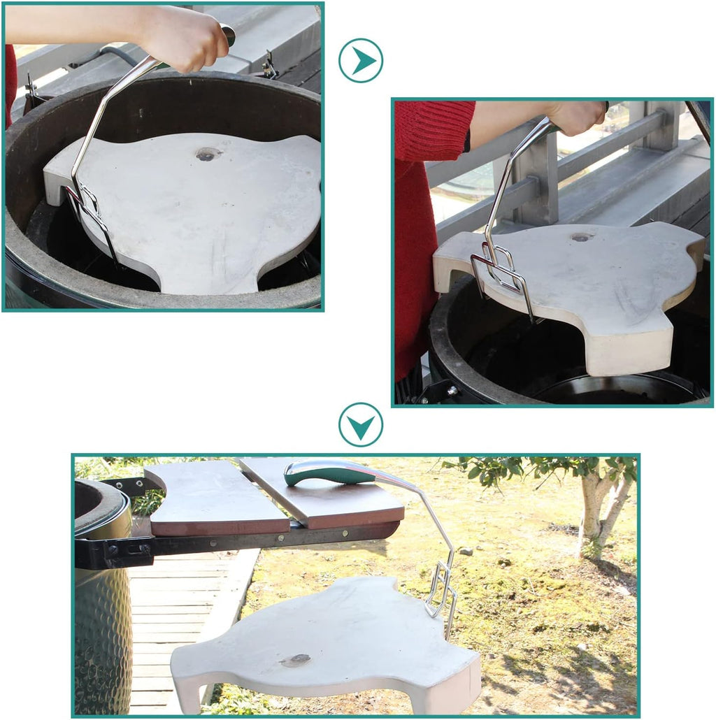 Heavy Duty Plate Setter Lifter BBQ Heat Deflector Tools Pizza Stone Plate Setter N9561