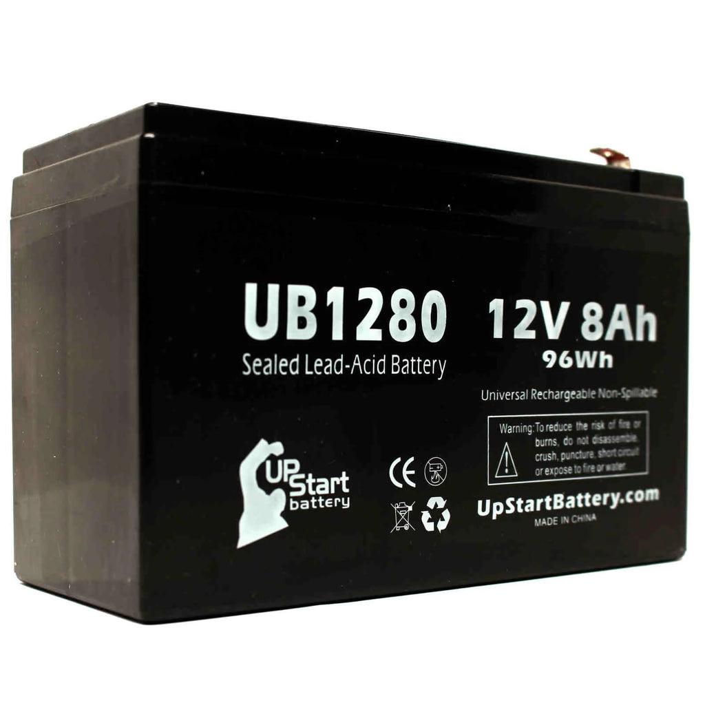 2x Pack Sealed Lead Acid Battery (12V, 8Ah, 8000mAh, F1 Terminal, AGM) with 4 F1 to F2 Terminal Adapters O9586