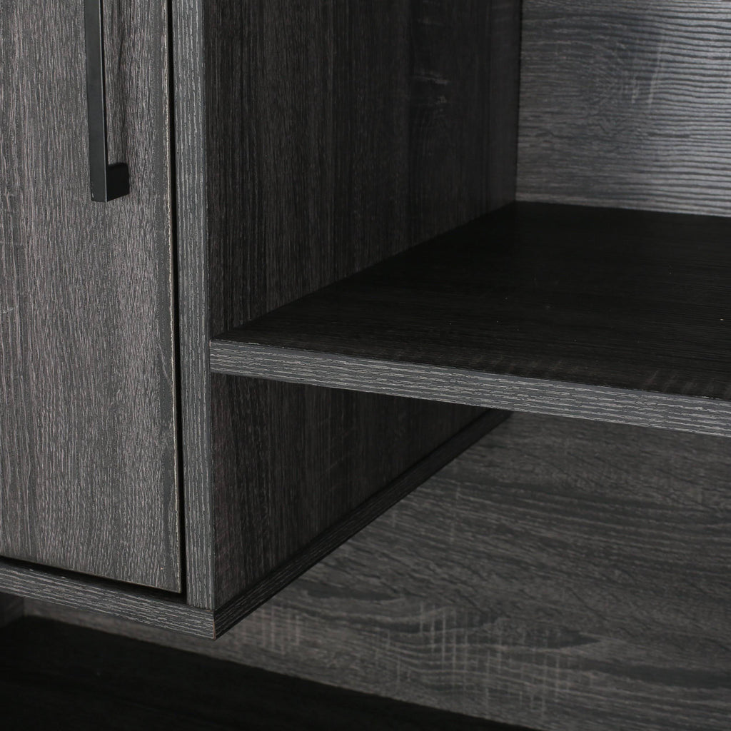 Walnut and Black Faux Wood Cube Bookcase K3032