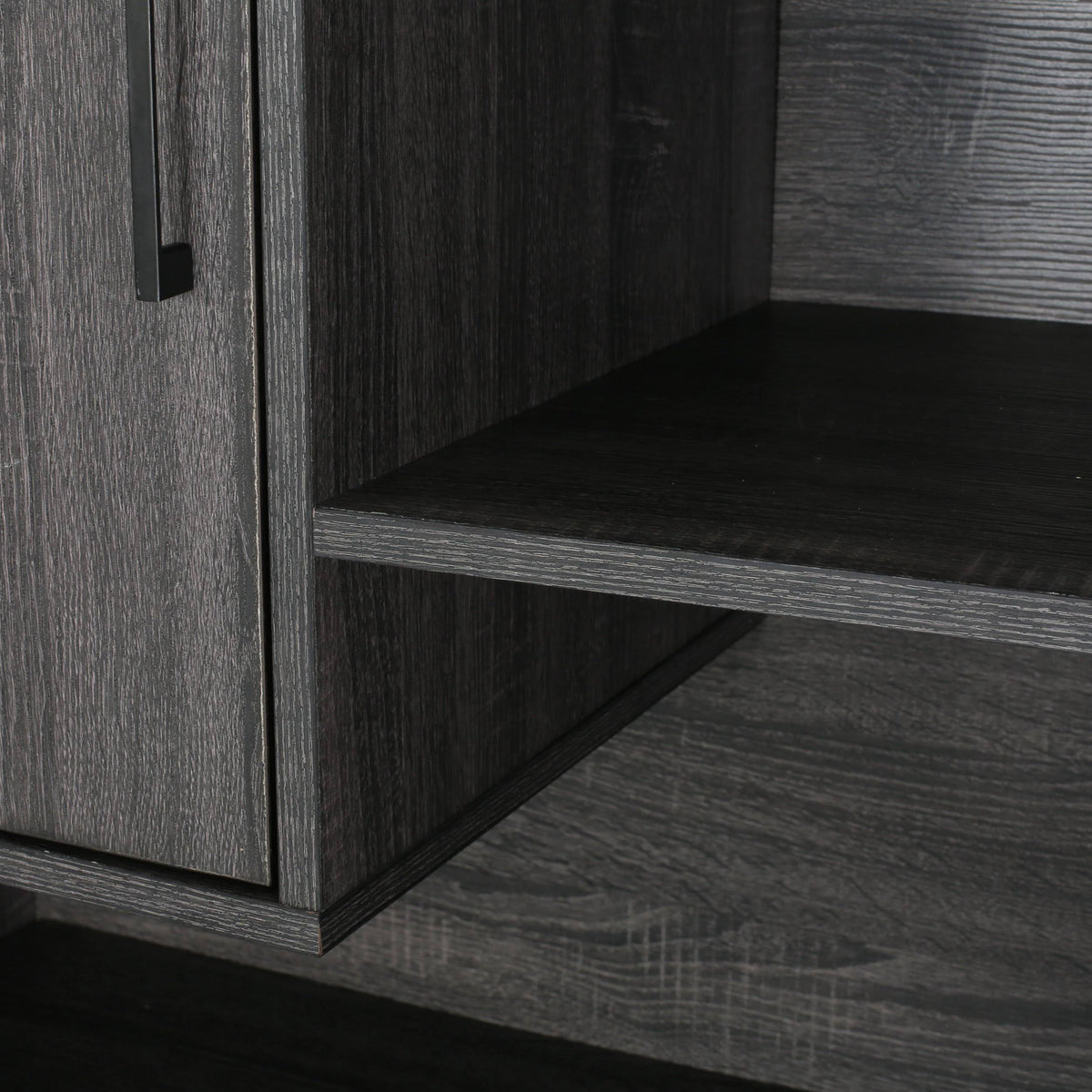 Walnut and Black Faux Wood Cube Bookcase K3032