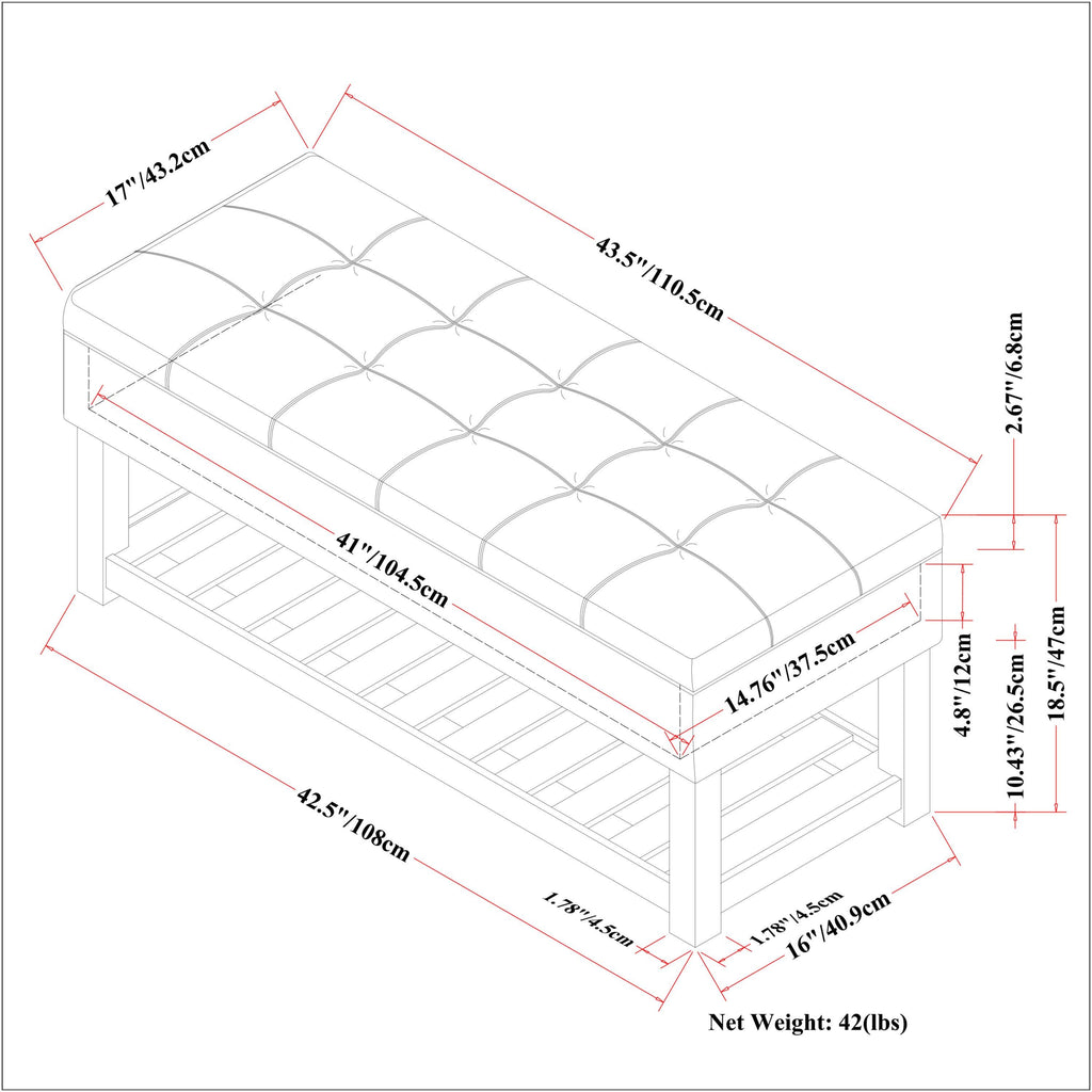 Grey Storage Ottoman Bench G99623