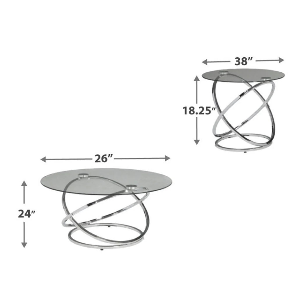 Chrome Finish Table (Set of 3) C63981